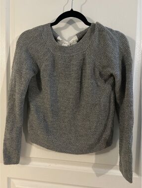 Abercrombie & Fitch Grey Sparkly Knit Sweater with Back Tie XS